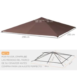 Outsunny Techo De Repuesto 2.98x2.95 M Para Cenador De Jardín Cubierta De Repuesto De Gazebo Pabellón Exterior Con 8 Orificios De Drenaje Y Ventilación Café -Ofertas Verdi Jar Tienda a30d95a0c6c6e63b004183113fca9da8fb50fa3d 575361d0a50e4cbf98f56f054f02fd17