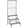 Outsunny Soporte Para Plantas Con Enrejado De Metal Estantería Para Macetas Trepadoras Con 3 Estantes Para Terraza Balcón Jardín Exterior E Interior 60x53,5x159,5 Cm Negro