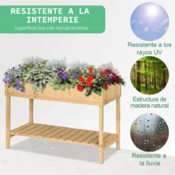 Outsunny Huerto Urbano De Madera 120x60x81 Cm Jardinera Elevada Para Cultivo De Plantas Flores Con Estante Inferior Para Jardín Terraza Exterior Natural -Ofertas Verdi Jar Tienda a7cace3df7f3b0aed38657664b6dba0f8061f20c e0cf197ecceb4affa0ffa622a77372f1
