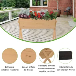 Outsunny Huerto Urbano De Madera 100x70x80 Cm Mesa De Cultivo Para Plantas Flores Hortalizas Con Patas Elevadas 4 Orificios De Drenaje Y Tela Geotextil -Ofertas Verdi Jar Tienda a7e037fc95175484da132d0a25207ba863ddbd2a 70893fea17d24a768f3f873e85dcc8c0