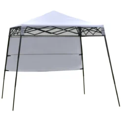 Outsunny Carpa Plegable 2,2x2,2x2m Con Lateral Altura Ajustable Protección UV 50+ De Acero Y Tela Oxford Con Bolsa De Transporte Blanco