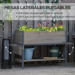 Outsunny Huerto Urbano Elevado De Madera 140x46x75,5 Cm Mesa De Cultivo De Jardín Con 2 Baldas Laterales Estante Inferior Y 2 Orificios De Drenaje Para Plantas Flores Gris -Ofertas Verdi Jar Tienda b26179711a4206bcf2dc707f388d62c61dede062 76622bd68a60452d96702129e6bb1942