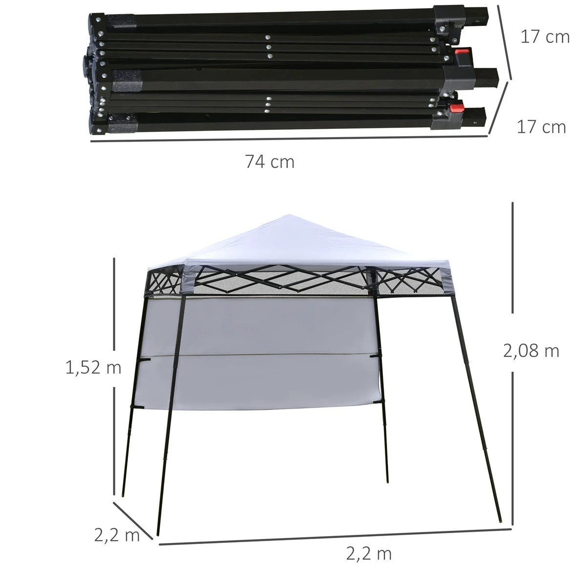 Outsunny Carpa Plegable 2,2x2,2x2m Con Lateral Altura Ajustable Protección UV 50+ De Acero Y Tela Oxford Con Bolsa De Transporte Blanco 3 Outsunny Carpa Plegable 2,2x2,2x2m Con Lateral Altura Ajustable Protección UV 50+ De Acero Y Tela Oxford Con Bolsa De Transporte Blanco - Imagen 3