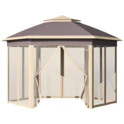 Outsunny Carpa Plegable Exterior 4,05x3,4x2,85 M Altura Ajustable Cenador De Jardín Hexagonal Con Doble Techo Mosquiteras Extraíbles Y Bolsa De Transporte Para Fiestas Beige -Ofertas Verdi Jar Tienda b587189eb5337fa87759506e4dd07c20ff27cdc4 c1970aa94c06424e9462e30477a0bbf5