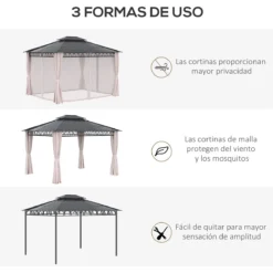 Outsunny Cenador De Jardín 3,6x3 M Gazebo De Exterior Con Techo Doble De Policarbonato 4 Cortinas Mosquiteras Laterales Con Cremallera Y Marco De Aluminio Para Patio Fiestas Terraza -Ofertas Verdi Jar Tienda b875665b58da3f12a66468c05aeb905e1599edb3 65a4595d03c041b68f157c7d5d2ba541
