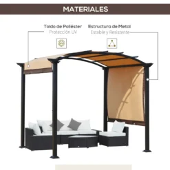 Outsunny Pérgola 3x2,5 M Cenador Con Techo Retráctil Para Jardín Patio Terraza Tela Poliéster Atornillados Resistente Protección De Rayos UV Beige -Ofertas Verdi Jar Tienda b8a6e7cdd016a472827720af12dd0ace58040fce eba5d82c961346f287d5e7d0bf6b24f7