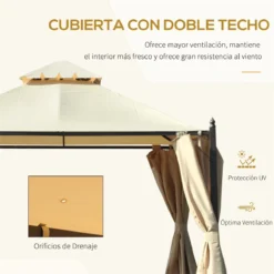Outsunny Cenador De Jardín 3x3m Gazebo Con Doble Techo 4 Cortinas Laterales Mejor Ventilación Exterior Espacioso Para Fiesta Eventos Barbacoa Beige -Ofertas Verdi Jar Tienda ba0dc0977713d43c53ba4a1146e31655271ba2ba 82669864c0a048038075342e91f55116