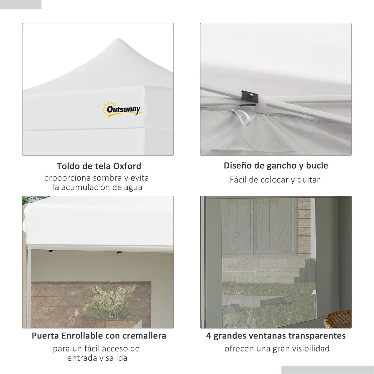 Outsunny Carpa Plegable 3x3 M Con Altura Ajustable Cenador De Jardín Con 4 Paredes Extraíbles De Tela Oxford 4 Ventanas Y Bolsa De Transporte Para Exterior Terraza Camping Blanco 7 Outsunny Carpa Plegable 3x3 M Con Altura Ajustable Cenador De Jardín Con 4 Paredes Extraíbles De Tela Oxford 4 Ventanas Y Bolsa De Transporte Para Exterior Terraza Camping Blanco - Imagen 7