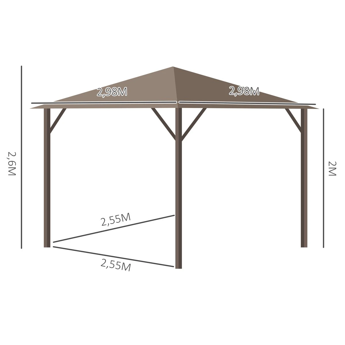 Outsunny Cenador De Jardín 3x3 M Marco De Aluminio Con 4 Cortinas Laterales 4 Mosquiteras Y Gancho Para Lámpara Gazebo Pabellón Para Exterior Patio Fiestas Marrón 3 Outsunny Cenador De Jardín 3x3 M Marco De Aluminio Con 4 Cortinas Laterales 4 Mosquiteras Y Gancho Para Lámpara Gazebo Pabellón Para Exterior Patio Fiestas Marrón - Imagen 3