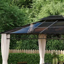 Outsunny Cenador De Jardín 3,6x3 M Gazebo De Exterior Con Techo Doble De Policarbonato 4 Cortinas Mosquiteras Laterales Con Cremallera Y Marco De Aluminio Para Patio Fiestas Terraza -Ofertas Verdi Jar Tienda bb9c4cdab3e023b39317443e7c8cb1b92f158e7c 1b1b8988b54e47b18f0bc0bdcc4bc58f