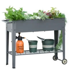 Outsunny Huerto Urbano Jardinera Elevada De Metal Cama De Jardín Con Ruedas Asa Lateral Y Estante Inferior Para Cultivo Plantas Hortalizas Flores 104x39x80 Cm Gris -Ofertas Verdi Jar Tienda bcca31dc17beb1ddaac2838270eec5e7e722acd2 df3402975fde40a7b955c88c0773dbf8