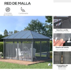 Outsunny Cenador De Jardín 4x3 M Aluminio Pabellón Para Exterior Con Techo De Policarbonato Y 4 Mosquiteras Laterales Con Cremalleras Para Fiestas Eventos Gris 13 Outsunny Cenador De Jardín 4x3 M Aluminio Pabellón Para Exterior Con Techo De Policarbonato Y 4 Mosquiteras Laterales Con Cremalleras Para Fiestas Eventos Gris -Ofertas Verdi Jar Tienda bf18432df7bdf0ee1ea35ff58ab655d6051c0349 f5867b9a1657424ba50fb4f30ae29196