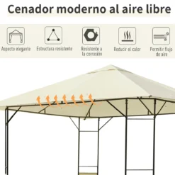 Outsunny Carpa 3x3x2.6m Cenador Jardin Marco De Acero Y 4 Paraviento Lateral Color Crema -Ofertas Verdi Jar Tienda c2053fc7cf901d141a93f914655f8d07f13f520b 69967415f0fb4a0e8a1646a7b13898b8