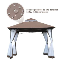 Outsunny Cenador De Jardín 3x3m Pabellón Con Doble Techo Y Mosquiteras Laterales Con Cremallera Buena Ventilación Para Terraza Eventos Fiestas Bodas Marrón Y Blanco -Ofertas Verdi Jar Tienda c2068d9235b149bd803b51a61ddffd8f36b4f433 e3200db26a694b8893b20b2e8a284ba0