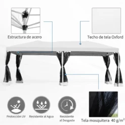 Outsunny Carpa 6x3m Plegable Gazebo Para Jardín Cenador Con 6 Cortinas Mosquitera Y Cremallera Bolsa Transporte Montaje Fácil Acero Tela Oxford Blanco -Ofertas Verdi Jar Tienda c4213bfe40cf7ce868ba2ed763cbd47f7de8bd82 975d20ff24f04d969809aee045761082