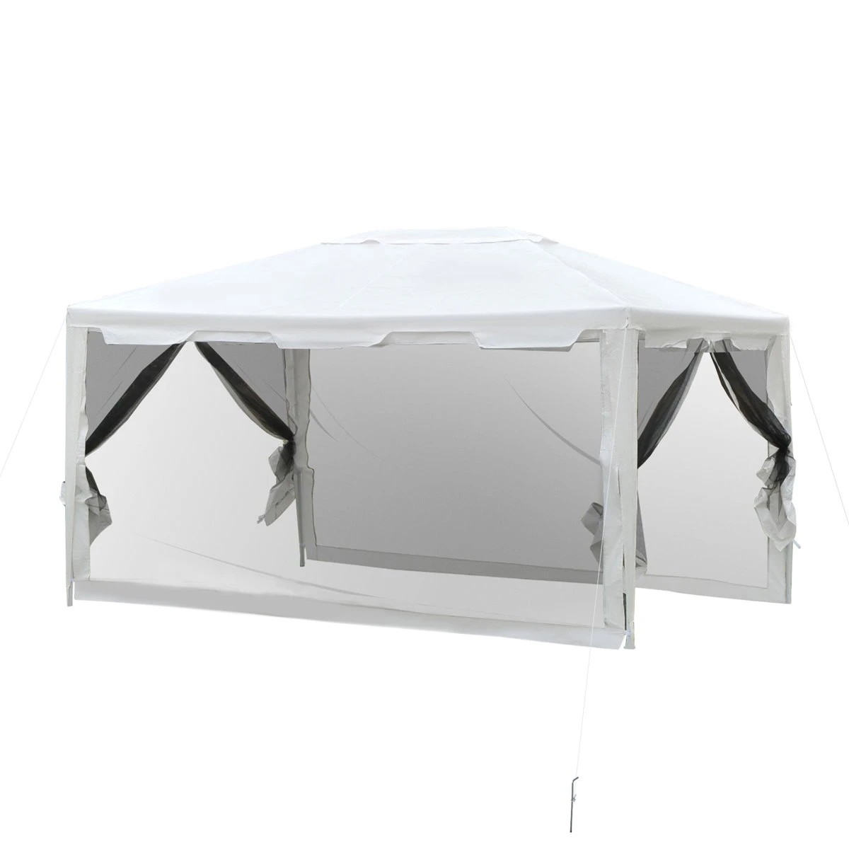 Outsunny Carpa 4x3 M Cenador De Jardín Con Mosquiteras Laterales Doble Techo Y Puertas Con Cremallera Para Exterior Blanco Y Negro 1 Outsunny Carpa 4x3 M Cenador De Jardín Con Mosquiteras Laterales Doble Techo Y Puertas Con Cremallera Para Exterior Blanco Y Negro