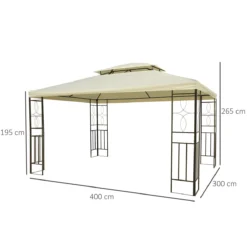 Outsunny Cenador De Jardín 3x4m Pabellón Para Exterior Con Doble Techo De Ventilación Y 4 Columnas De Acero Estable Para Fiestas Eventos Patio Crema -Ofertas Verdi Jar Tienda c8dd09441d99990722c2f4cdf0b411ca259d39a8 0c3de4a6f37749e195a29c6e02b5f7eb