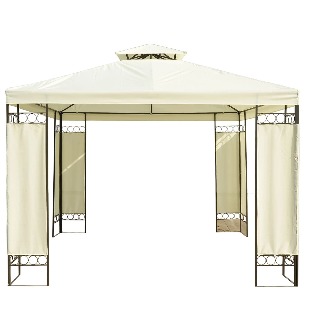 Outsunny Carpa 3x3m Con Techo Ventilador Postes De Acero Estable Para Exteriores Patio Jardín Pabellón Cenador Estructura Metálica Color Crema 9 Outsunny Carpa 3x3m Con Techo Ventilador Postes De Acero Estable Para Exteriores Patio Jardín Pabellón Cenador Estructura Metálica Color Crema - Imagen 9