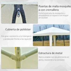 Outsunny Carpa De Jardín 3x3 M Cenador Con 4 Partes Laterales Mosquitera Con Cremallera Protección UV Para Patio Exterior Eventos Fiesta Beige -Ofertas Verdi Jar Tienda ca48ac6819de26d71a424cfa66eea93a28734ca6 5c27010deef548bc9ad6f9f628994b5e