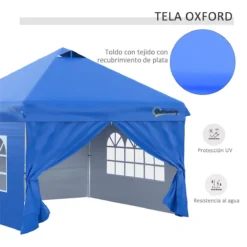 Outsunny Carpa Plegable 3x3 M Con Altura Ajustable De 3 Niveles Cenador De Jardín Con 4 Paredes Extraíbles 2 Ventanas 4 Sacos De Arena Y Bolsa De Transporte Para Camping Azul -Ofertas Verdi Jar Tienda cf16746c0c3f557d5715d91d29e13a5d9d7fd82a 3aafecf1ffe24fb09b2d14a3add8be66