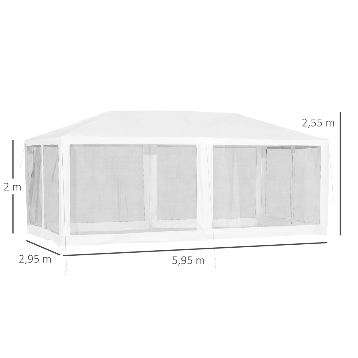 Outsunny Gazebo De Jardín 6x3m Pabellón Con 6 Paredes De Malla Extraíbles Cremallera Y Techo Estilo Catedral Para Fiestas Eventos Reuniones Blanco 3 Outsunny Gazebo De Jardín 6x3m Pabellón Con 6 Paredes De Malla Extraíbles Cremallera Y Techo Estilo Catedral Para Fiestas Eventos Reuniones Blanco - Imagen 3