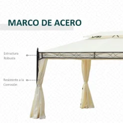 Outsunny Cenador De Jardín 4x3m Pabellón Con Techo Doble Transpirable Y 4 Cortinas Laterales Extraíbles Carpa De Acero Para Fiestas Bodas Eventos Al Aire Libre Crema -Ofertas Verdi Jar Tienda d5176ecb8de06ce335f0bd1a96e0ac4e36e5d050 b3f9da5a47b941309b3b21ba55a62455