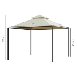 Outsunny Cenador De Jardín 3x3m Gazebo Con Doble Techo 4 Cortinas Laterales Mejor Ventilación Exterior Espacioso Para Fiesta Eventos Barbacoa Beige -Ofertas Verdi Jar Tienda d5be218779338b1c0b2b48b4755719848d5ee0be de247a29c190498a82d73201bd29d1cd