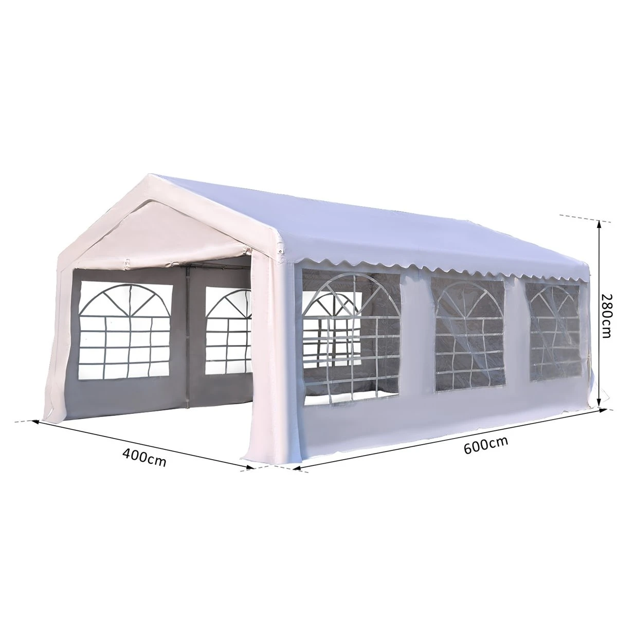 Outsunny Carpa De Jardín Cochera Gazebo 6x4m Pergola Cenador Pabellón 4 Paneles Laterales 6 Ventanas Para Fiesta Eventos Bodas Acero PE Blanco 3 Outsunny Carpa De Jardín Cochera Gazebo 6x4m Pergola Cenador Pabellón 4 Paneles Laterales 6 Ventanas Para Fiesta Eventos Bodas Acero PE Blanco - Imagen 3