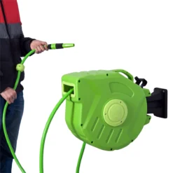 Outsunny Carrete Para Manguera Soporte Mural Portamanguera 20m Roll-up Automático Con Pistola De Pulverización Base De Pared Conector De Manguera Para Jardín Terraza -Ofertas Verdi Jar Tienda d8d49aba000f7b8985bc0a8cdefd3ebe6e3313f5 c7d12d0a380f4b5cbe929820417389c6