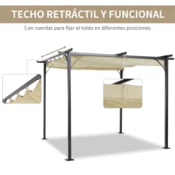 Outsunny Pérgola De Metal 3x3m Gazebo Cenador Para Jardín Patio O Terraza Con Techo Retráctil Tela Poliéster Resistente Al Agua Y UV -Ofertas Verdi Jar Tienda db1458791f696c42f618e66b213dab2b241e12b8 0c5cf55cdf0d409989dc1616e7d98191