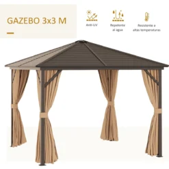 Outsunny Cenador De Jardín 3x3 M Marco De Aluminio Con 4 Cortinas Laterales 4 Mosquiteras Y Gancho Para Lámpara Gazebo Pabellón Para Exterior Patio Fiestas Marrón 14 Outsunny Cenador De Jardín 3x3 M Marco De Aluminio Con 4 Cortinas Laterales 4 Mosquiteras Y Gancho Para Lámpara Gazebo Pabellón Para Exterior Patio Fiestas Marrón -Ofertas Verdi Jar Tienda dd969715d130fe8ddf687d850ae4541e3129b8ba cd0d4ada454a452ca617140c5c07a5c3