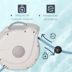 Outsunny Carrete De Manguera De Jardín 15,1M+1,5M Manguera De Riego Con 10 Modos De Pulverización Montado En Pared Enrollador Automático 180° Giratorio 42,5x20x38 Cm Gris -Ofertas Verdi Jar Tienda de5b3ccfb799519d72a2555aacd01812ca36674c eaf7baee46ce41c1bd017018e5033a40