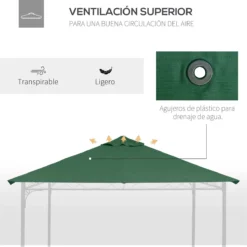 Outsunny Techo De Repuesto 2,98x2,95m Para Cenador De Jardín Cubierta De Repuesto De Gazebo Pabellón Exterior Con 8 Orificios De Drenaje Y Ventilación Verde -Ofertas Verdi Jar Tienda e0bb6ef477767426d2fe8860d09f698068733103 5888503351ef44be9f02c5ea04f121fe