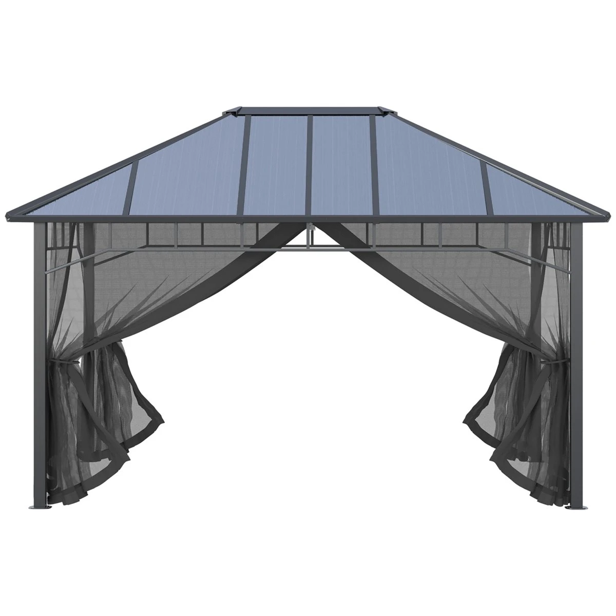 Outsunny Cenador De Jardín 4x3 M Aluminio Pabellón Para Exterior Con Techo De Policarbonato Y 4 Mosquiteras Laterales Con Cremalleras Para Fiestas Eventos Gris 8 Outsunny Cenador De Jardín 4x3 M Aluminio Pabellón Para Exterior Con Techo De Policarbonato Y 4 Mosquiteras Laterales Con Cremalleras Para Fiestas Eventos Gris - Imagen 8