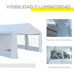 Outsunny Carpa De Jardín Cochera Gazebo 4x4m Pergola Cenador Pabellón 4 Paneles Laterales 4 Ventanas Para Fiesta Eventos Bodas Acero PE Blanco 11 Outsunny Carpa De Jardín Cochera Gazebo 4x4m Pergola Cenador Pabellón 4 Paneles Laterales 4 Ventanas Para Fiesta Eventos Bodas Acero PE Blanco -Ofertas Verdi Jar Tienda e53aa25317b82566161ed4d8a495e07f16c97772 367feecdcbd04d7483c535fd772cbbd9