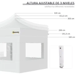 Outsunny Carpa Plegable 3x3 M Con Altura Ajustable Cenador De Jardín Con 4 Paredes Extraíbles De Tela Oxford 4 Ventanas Y Bolsa De Transporte Para Exterior Terraza Camping Blanco 13 Outsunny Carpa Plegable 3x3 M Con Altura Ajustable Cenador De Jardín Con 4 Paredes Extraíbles De Tela Oxford 4 Ventanas Y Bolsa De Transporte Para Exterior Terraza Camping Blanco -Ofertas Verdi Jar Tienda e6531216d23ff15681a2fd495174082f2b7638da 3287f815588d490ebb450575c035f3e5