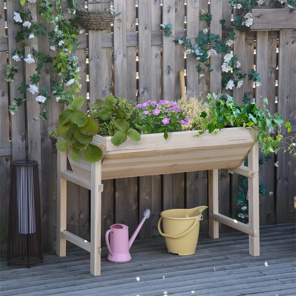 Outsunny Huerto Urbano Elevado De Madera 108,5x60x80 Cm Mesa De Cultivo Con Tela No Tejida Y 3 Orificios De Drenaje Para Jardín Terraza Exterior Carga 50 Kg Natural 2 Outsunny Huerto Urbano Elevado De Madera 108,5x60x80 Cm Mesa De Cultivo Con Tela No Tejida Y 3 Orificios De Drenaje Para Jardín Terraza Exterior Carga 50 Kg Natural - Imagen 2