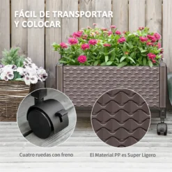 Outsunny Jardinera De Plástico Con Ruedas Macetero De Jardín Con Agujeros De Drenaje Para Cultivo De Plantas En Exterior Patio Terraza 50x50x33 Cm Marrón -Ofertas Verdi Jar Tienda ed6c5989f2660bd5fee5586a53c88cc591f6af51 5979bd9731a04dcdb0d556055f5da794