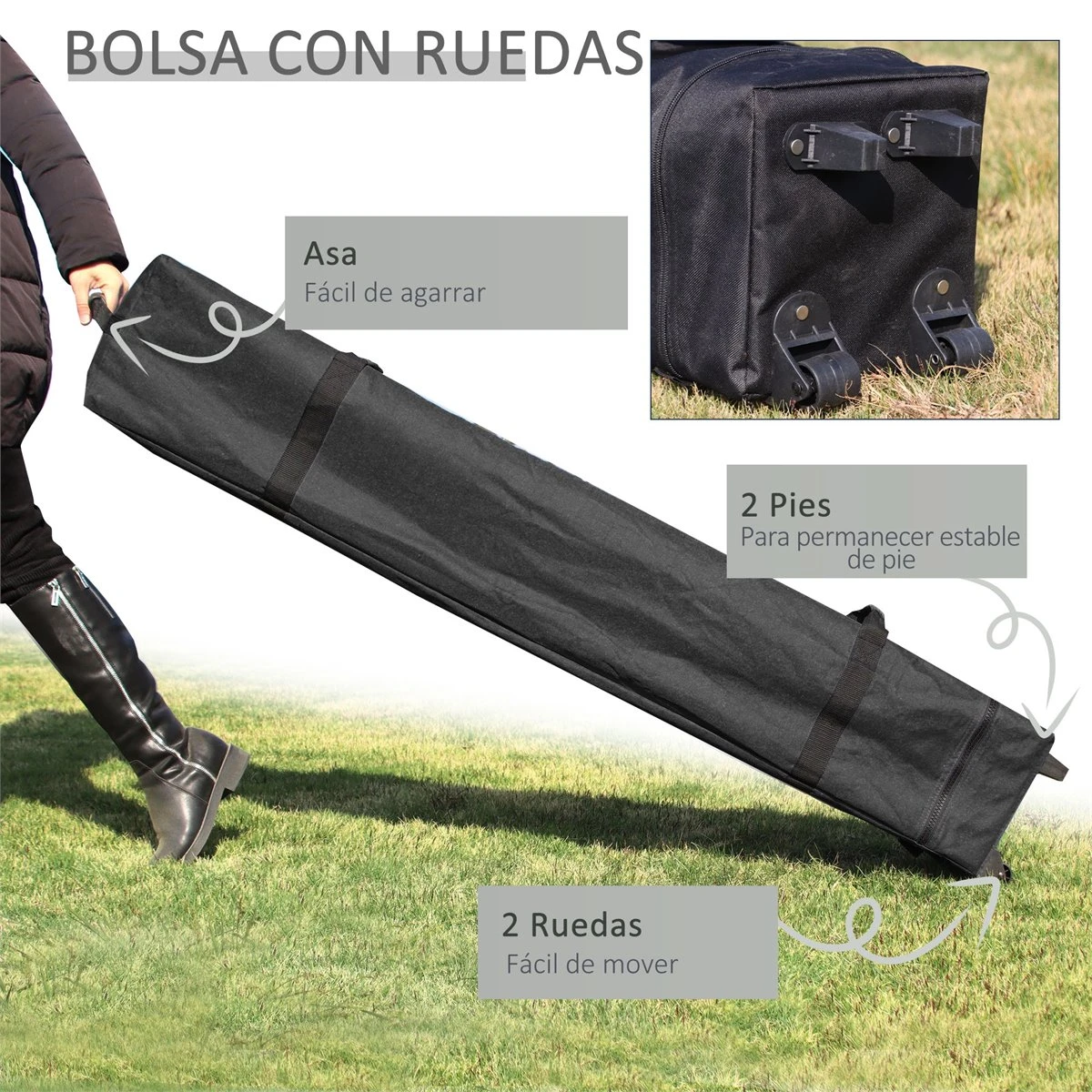 Outsunny Carpa Plegable 3x3 M Con Altura Ajustable Cenador De Jardín Con 4 Paredes Extraíbles De Tela Oxford 4 Ventanas Y Bolsa De Transporte Para Exterior Terraza Camping Blanco 6 Outsunny Carpa Plegable 3x3 M Con Altura Ajustable Cenador De Jardín Con 4 Paredes Extraíbles De Tela Oxford 4 Ventanas Y Bolsa De Transporte Para Exterior Terraza Camping Blanco - Imagen 6