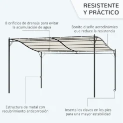 Outsunny Pérgola De Jardín 4x3 M Cenador Montado En Pared Con Toldo Y 4 Orificios De Drenaje Marco De Metal Y Poliéster 180 G/m² Para Patio Terraza Crema -Ofertas Verdi Jar Tienda f4e1b1680c994a9bc4e6b4da815cec35dd620ee7 dac79a41a6194e3b83c5b50e64acff1e