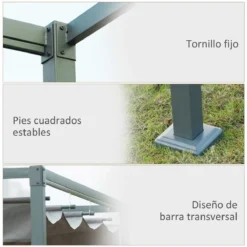 Outsunny Pérgola 3x2 M Cenador De Jardín Con Techo Retráctil De Poliéster Con Recubrimiento Resistente Para Celebraciones Fiestas Bodas Gris -Ofertas Verdi Jar Tienda f5878868306addebd74728401669e96f84bc9e53 b485e9649732430d9ddf200486dcd353