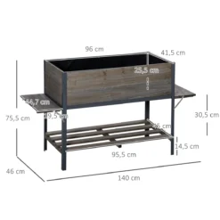 Outsunny Huerto Urbano Elevado De Madera 140x46x75,5 Cm Mesa De Cultivo De Jardín Con 2 Baldas Laterales Estante Inferior Y 2 Orificios De Drenaje Para Plantas Flores Gris -Ofertas Verdi Jar Tienda f5ce5ecd05aace04e2953d2cd875292858a4aca5 2c569efa5e3c45e19b5da33fac2d7c36