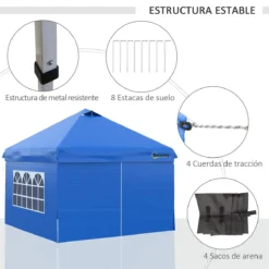 Outsunny Carpa Plegable 3x3 M Con Altura Ajustable De 3 Niveles Cenador De Jardín Con 4 Paredes Extraíbles 2 Ventanas 4 Sacos De Arena Y Bolsa De Transporte Para Camping Azul -Ofertas Verdi Jar Tienda f6c9658f852a48d43a74cd56dcd4d52da1337ba1 90c36a207a8c4dce9fae8ec69f7e08eb