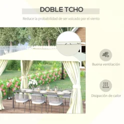 Outsunny Cenador De Jardín 4x3 M Pabellón De Exterior Con Doble Techo 4 Cortinas Laterales 4 Mosquiteras Con Cremalleras Y Marco De Acero Para Fiestas Eventos Beige -Ofertas Verdi Jar Tienda f70ee6c36179a178f353e5864a070acc532fd8de 00b2236d8a0047c581111e520690433a