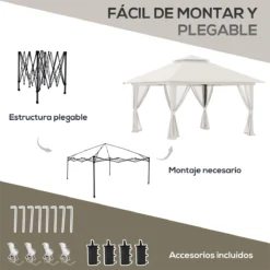 Outsunny Carpa Plegable Pop-up 3,92x3,92x2,83 M Cenador De Jardín Con Altura Ajustable Protección UV50+ Doble Techo Mosquiteras Y Bolsa De Ruedas Para Fiestas Camping Crema -Ofertas Verdi Jar Tienda f7dd7917f5615dd38c87c4c6fe7314a23cd2a5a9 d1a2eebc72ac4beda08573827adf8233