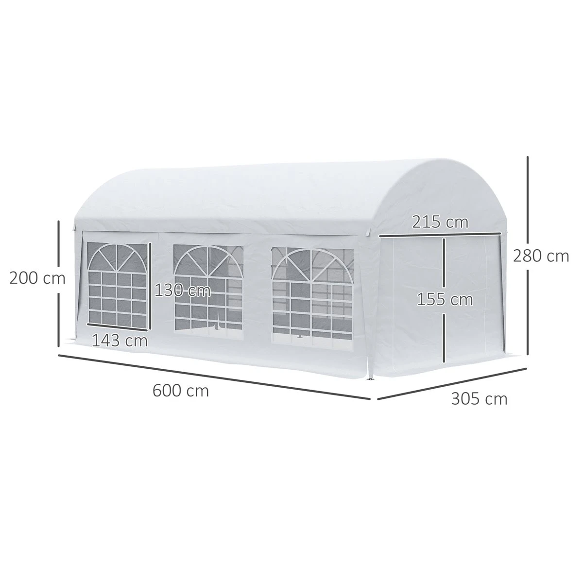 Outsunny Carpa De Jardín 6x3 M Carpa Para Fiestas Cenador Con Paredes Laterales Extraíbles Puerta Con Cremalleras Y 6 Ventanas Protección UV Para Exterior Eventos Bodas Blanco 3 Outsunny Carpa De Jardín 6x3 M Carpa Para Fiestas Cenador Con Paredes Laterales Extraíbles Puerta Con Cremalleras Y 6 Ventanas Protección UV Para Exterior Eventos Bodas Blanco - Imagen 3