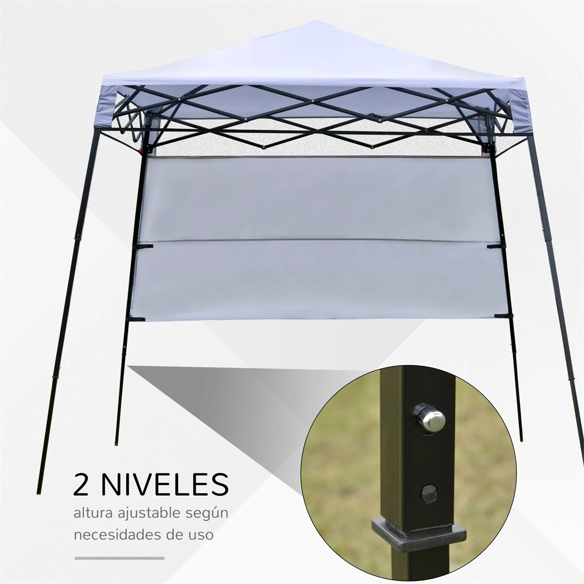 Outsunny Carpa Plegable 2,2x2,2x2m Con Lateral Altura Ajustable Protección UV 50+ De Acero Y Tela Oxford Con Bolsa De Transporte Blanco 5 Outsunny Carpa Plegable 2,2x2,2x2m Con Lateral Altura Ajustable Protección UV 50+ De Acero Y Tela Oxford Con Bolsa De Transporte Blanco - Imagen 5